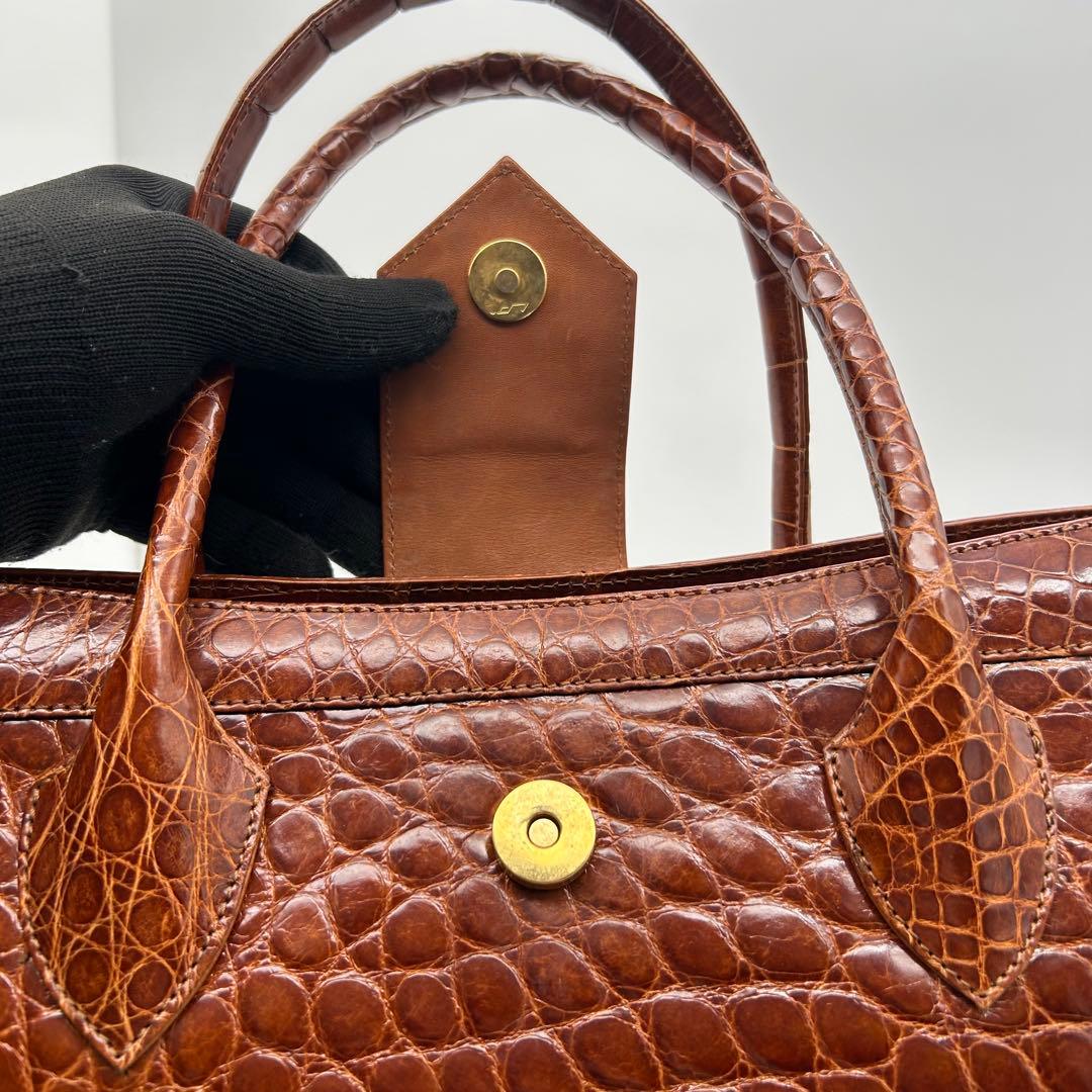 美品　Franco Parmeggiani　クロコ　トートバッグ　肩掛け　自立