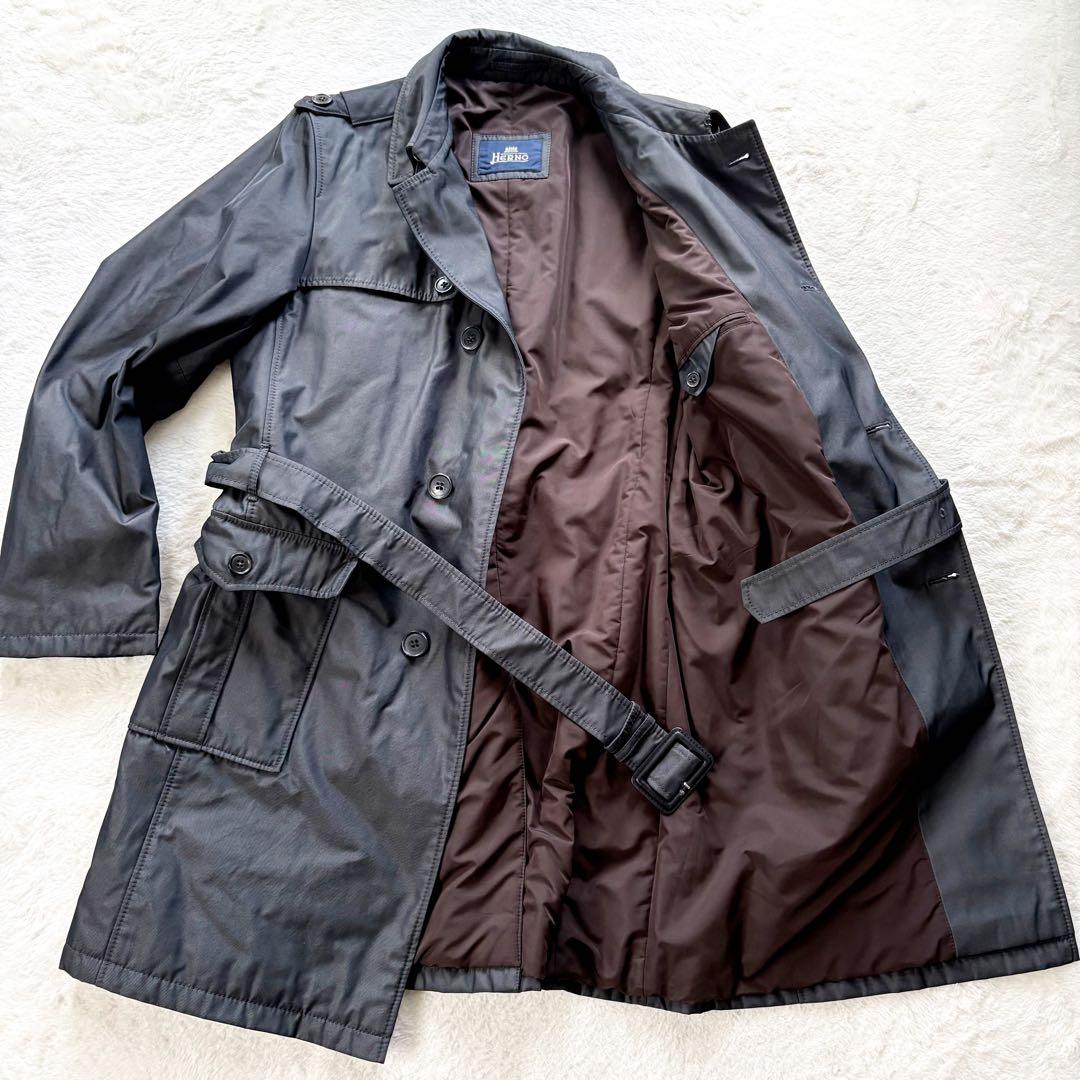 美品　ヘルノ　トレンチコート　グレー　XL 大きいサイズ　イタリア製