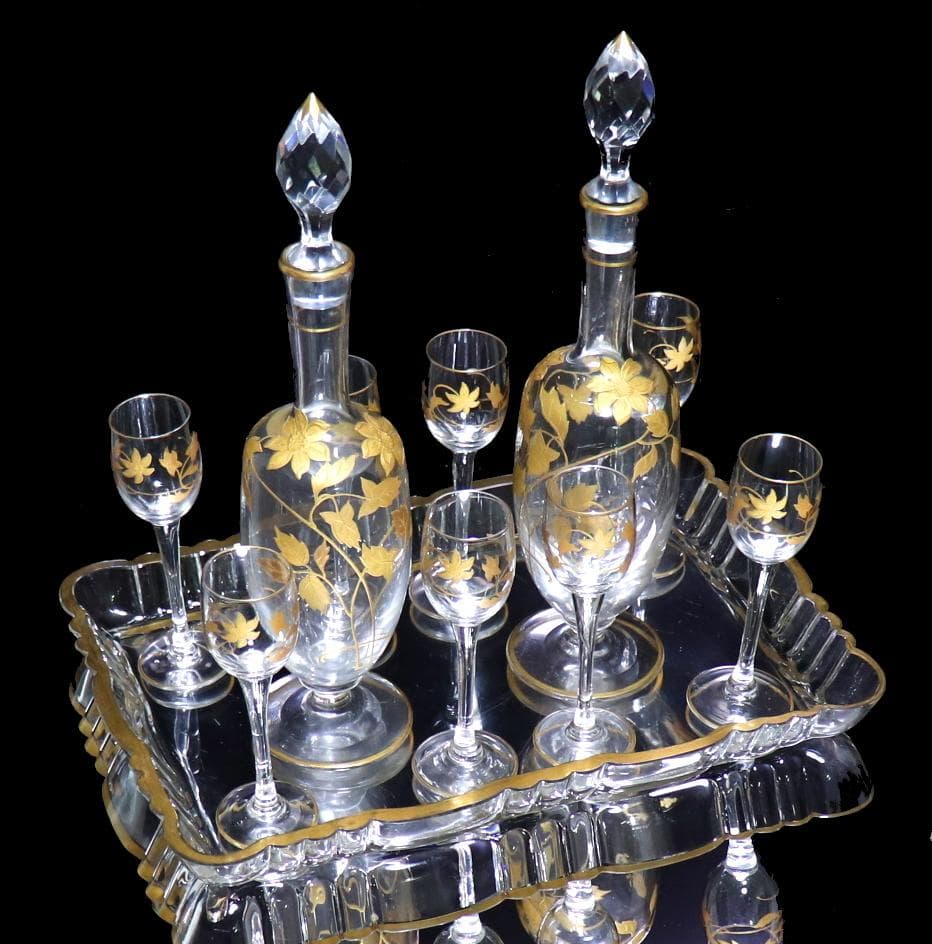 オールド・バカラ 1900年頃 金彩盛り上げ リキュールセット 超美品