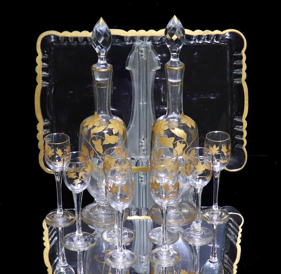 オールド・バカラ 1900年頃 金彩盛り上げ リキュールセット 超美品