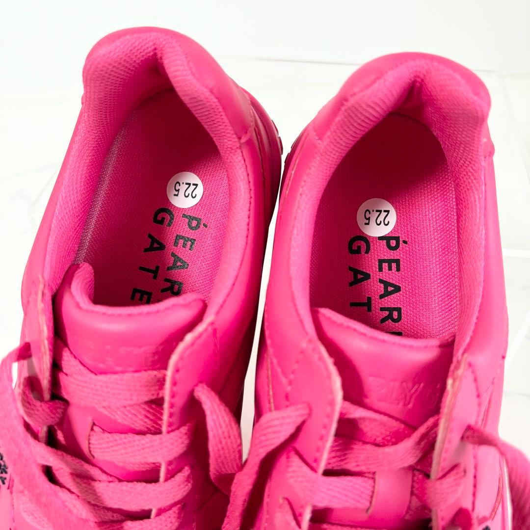 未使用 パーリーゲイツ 22.5 ゴルフシューズ レザー ロゴ ピンク