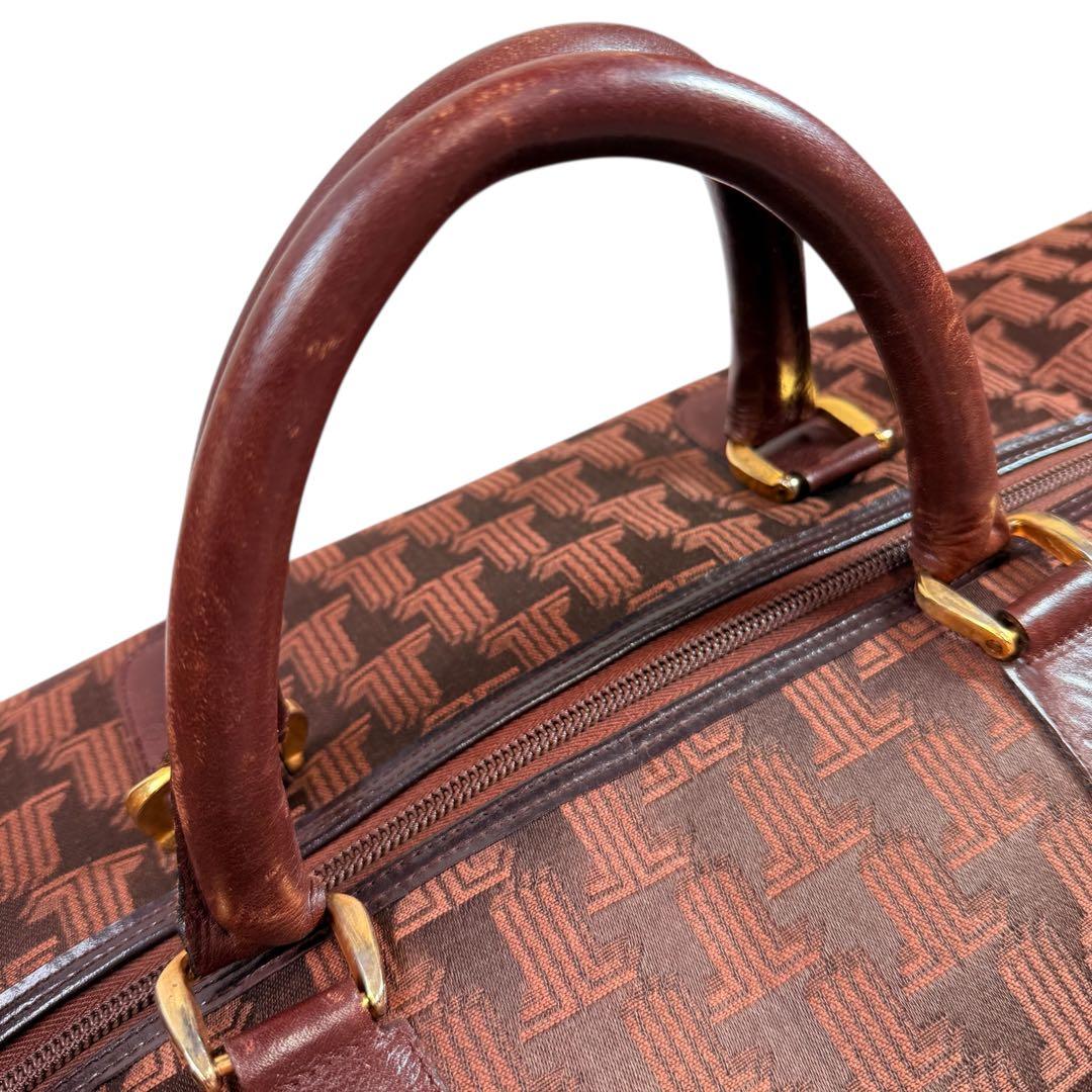 【レア】大容量　ランバン　LANVIN モノグラム　ボストンバッグ　ブラウン