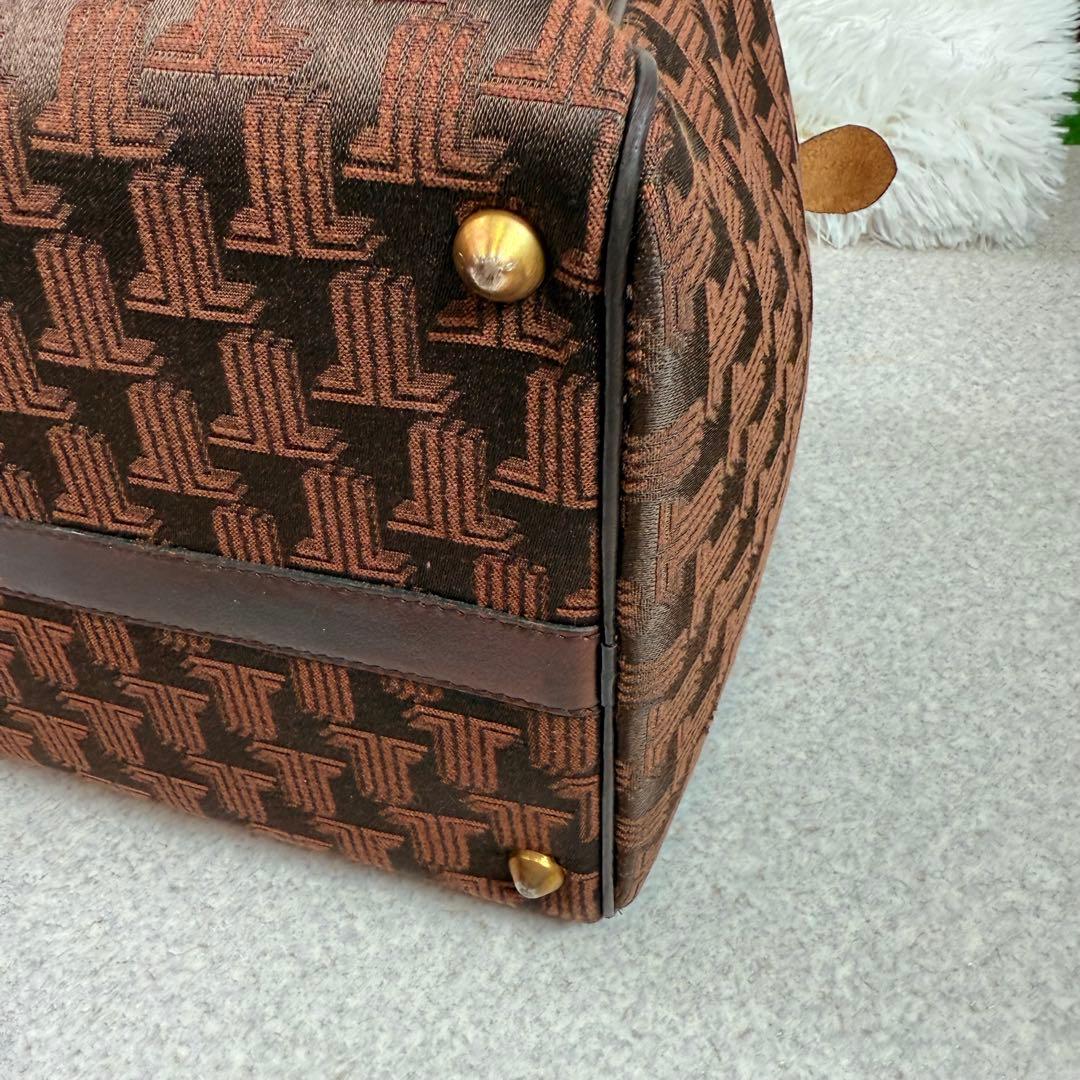 【レア】大容量　ランバン　LANVIN モノグラム　ボストンバッグ　ブラウン