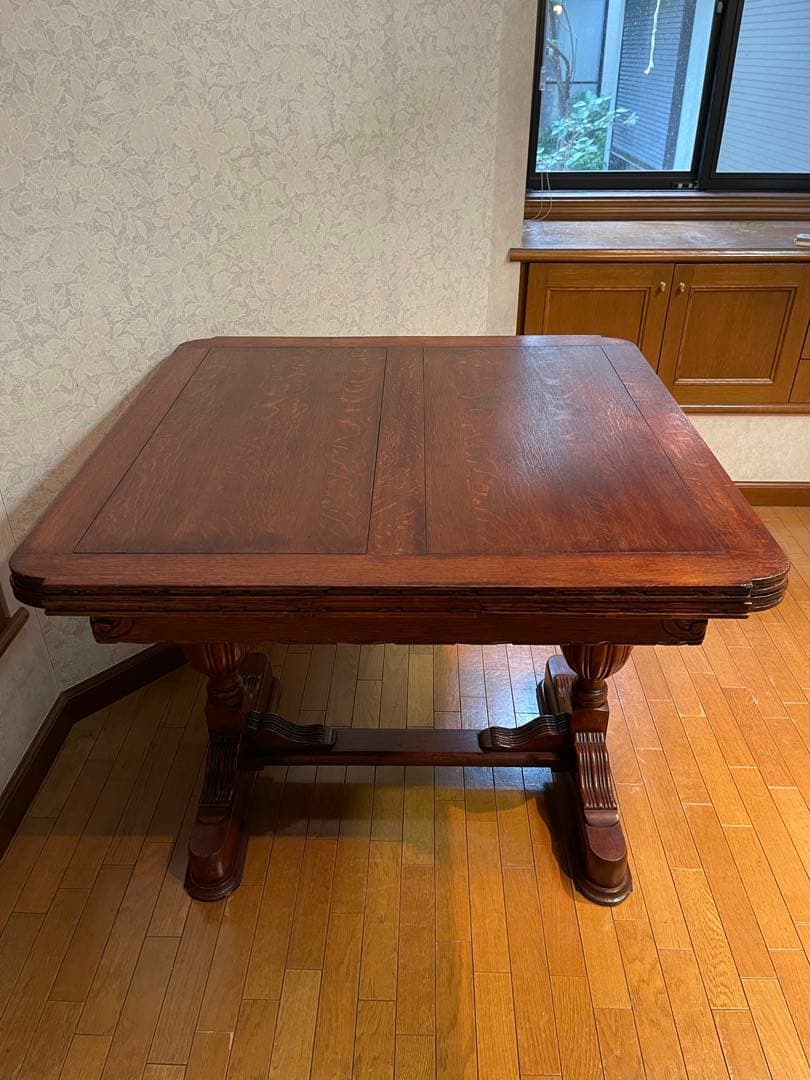 1*中様 アンティーク木製ドローリーフテーブル　ダイニングテーブル