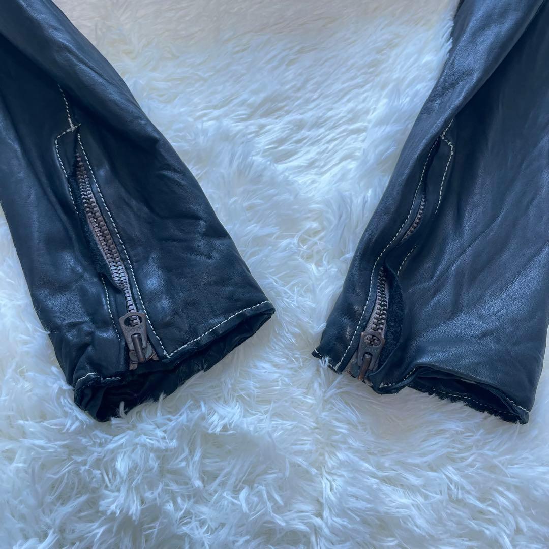 sisii / シシ　シングルレザー ジャケット　ブラック　牛革　M　洗える