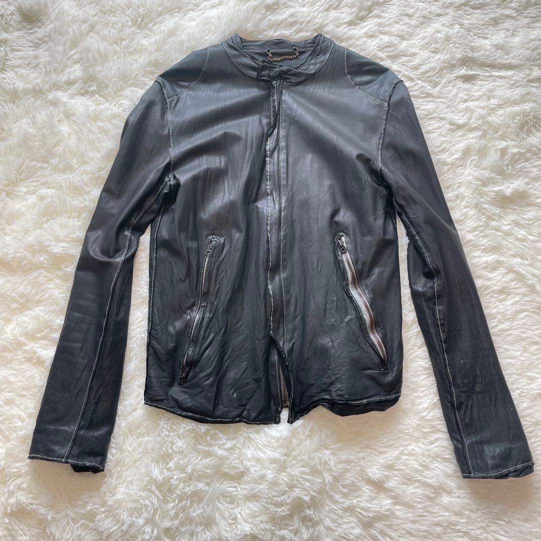 sisii / シシ　シングルレザー ジャケット　ブラック　牛革　M　洗える