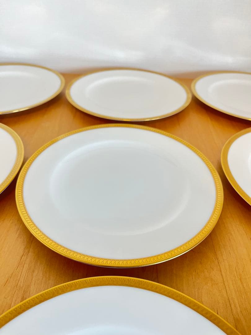 カナ5　8枚セット大倉陶園　片葉金蝕　20cmデザート皿　22cmスープ皿