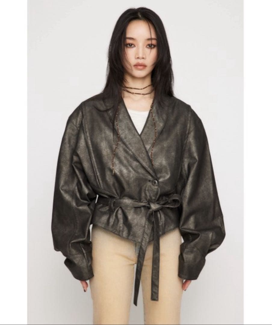 laguagem BIG SLEEVE FAUX LEATER ジャケット