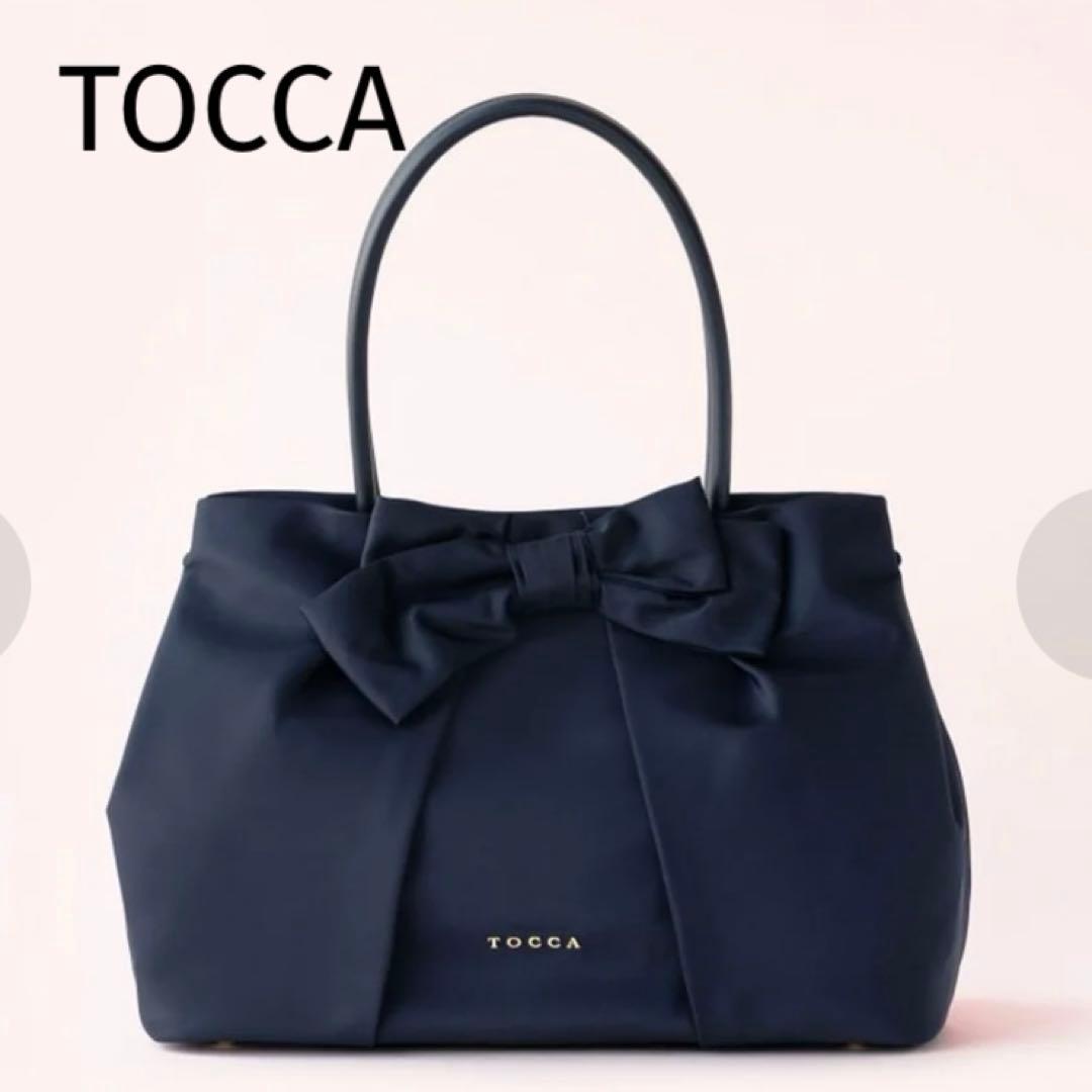 TOCCA＊トッカ＊リボン＊ナイロンバッグ＊トートバッグ＊A4サイズ＊ネイビー