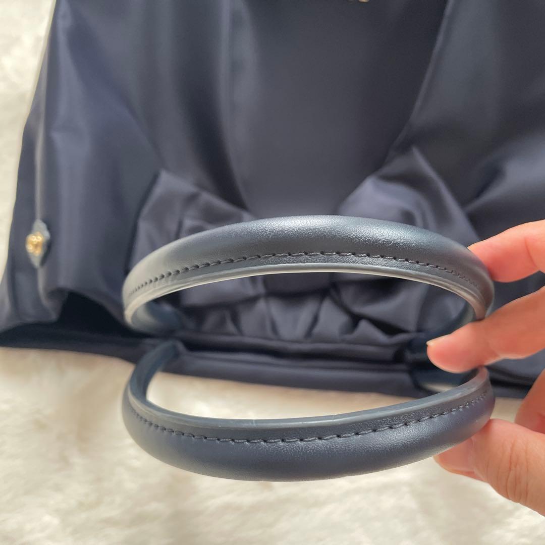 TOCCA＊トッカ＊リボン＊ナイロンバッグ＊トートバッグ＊A4サイズ＊ネイビー