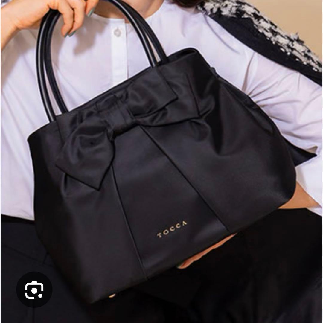 TOCCA＊トッカ＊リボン＊ナイロンバッグ＊トートバッグ＊A4サイズ＊ネイビー