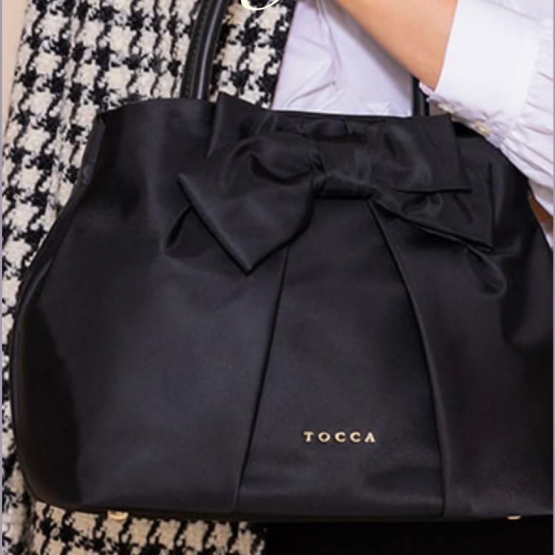 TOCCA＊トッカ＊リボン＊ナイロンバッグ＊トートバッグ＊A4サイズ＊ネイビー