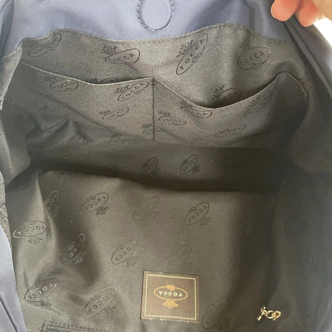 TOCCA＊トッカ＊リボン＊ナイロンバッグ＊トートバッグ＊A4サイズ＊ネイビー