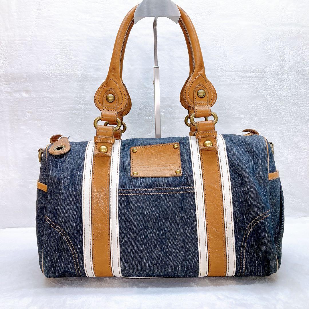 ✨激レア✨BURBERRY バーバリー 2wayミニボストン デニム ロゴ 金具