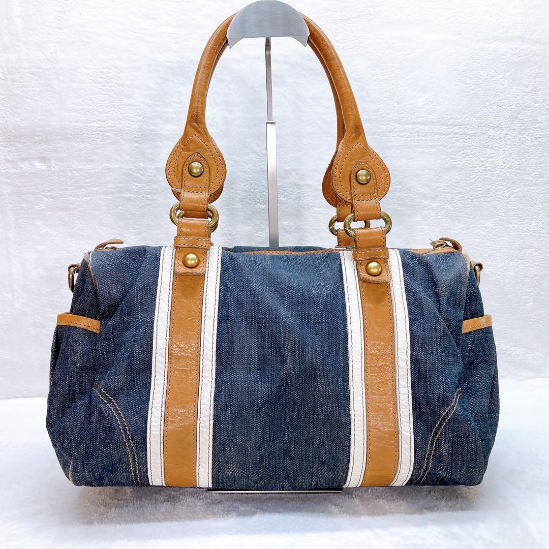 ✨激レア✨BURBERRY バーバリー 2wayミニボストン デニム ロゴ 金具