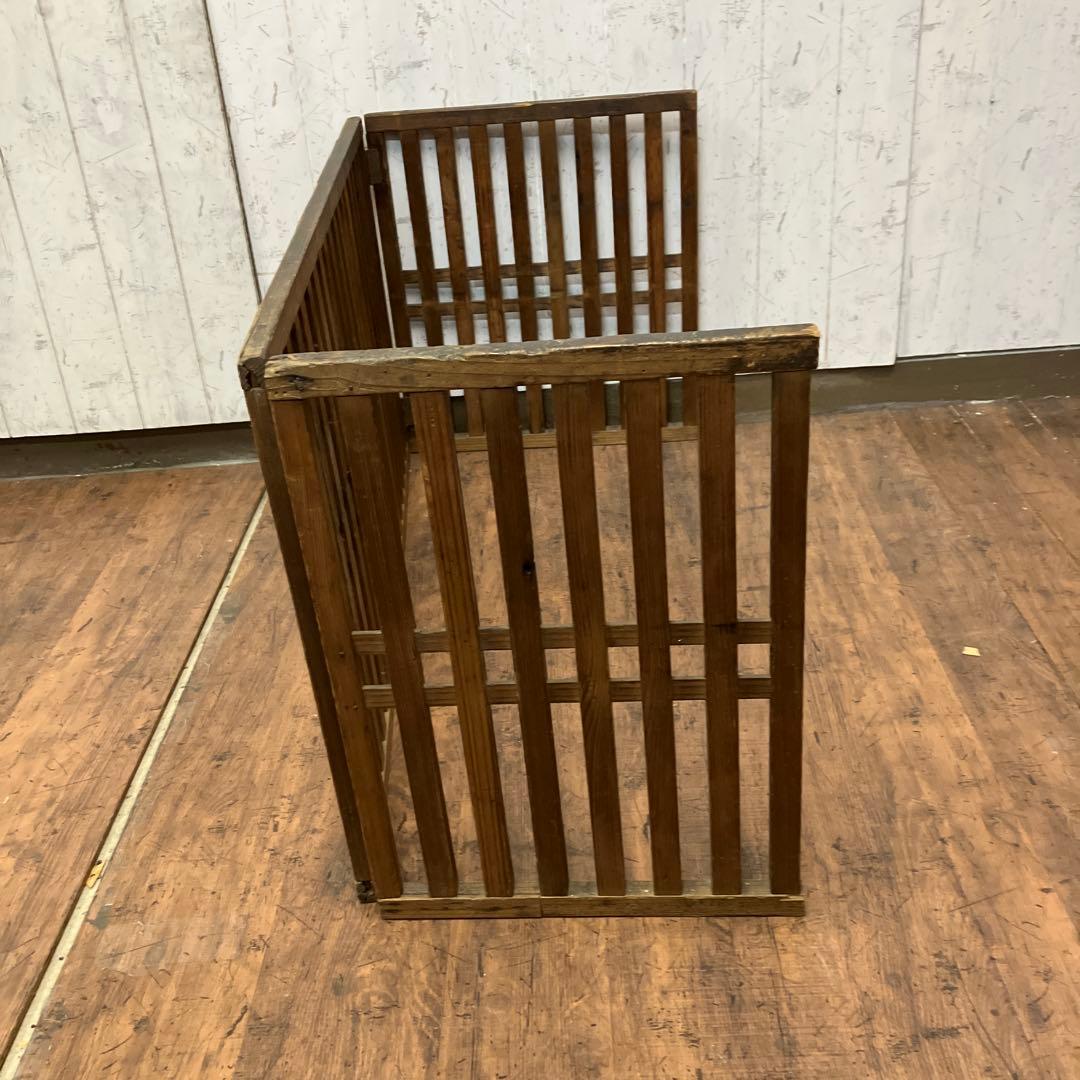B-2 昭和レトロ 木製 帳場囲い 帳場格子 折りたたみ式 フェンス 間仕切り