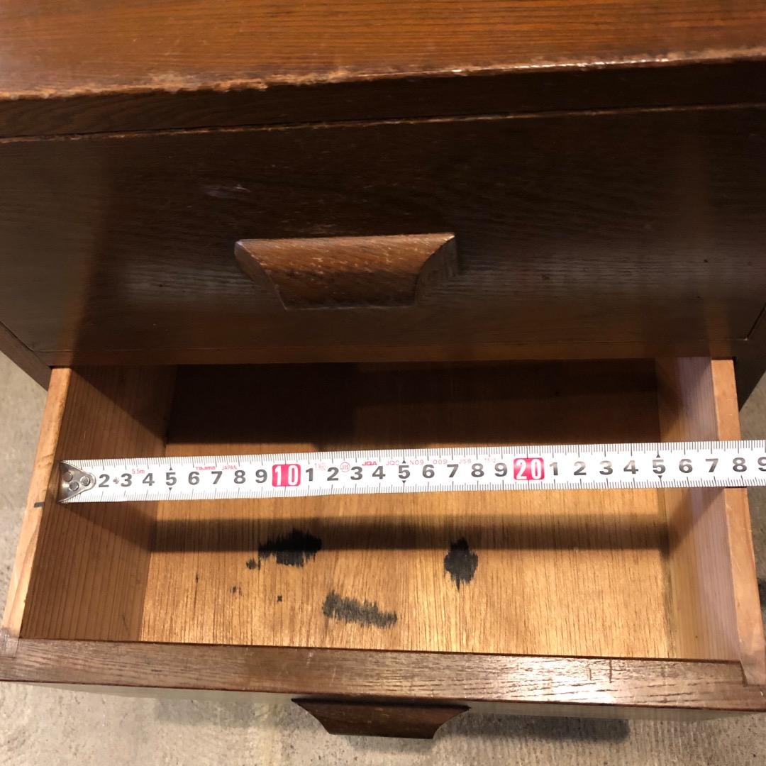 【アンティーク】　木製引き出し　ブラウン3段引き出し　脇机　サイドチェスト　棚