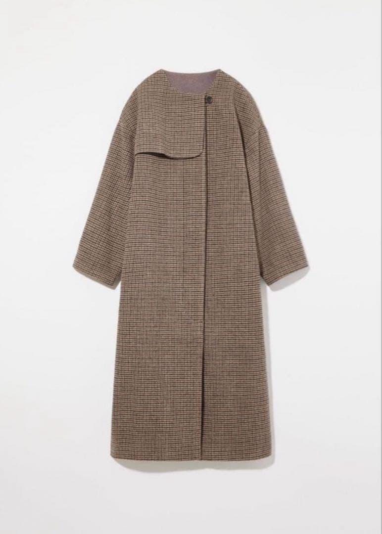 Eaphi no collar wool check coat コート