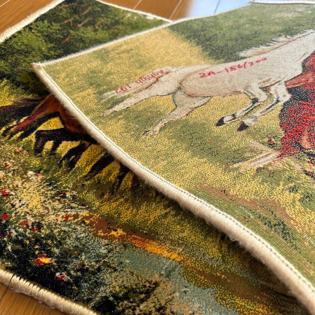 【新品未使用】絵画風絨毯　カーペット　玄関用 馬　玄関　廊下　絵画　イラン