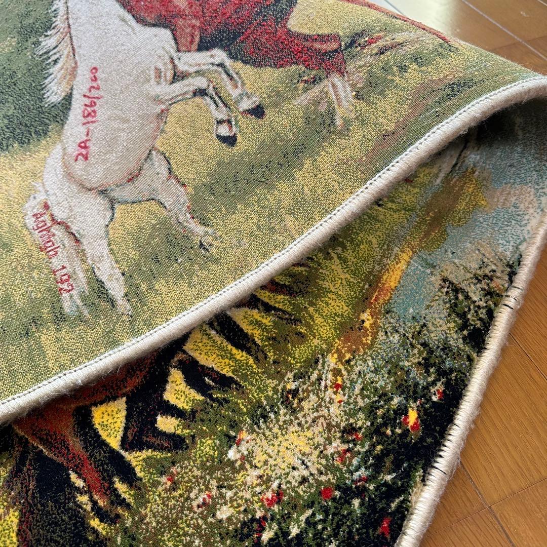【新品未使用】絵画風絨毯　カーペット　玄関用 馬　玄関　廊下　絵画　イラン