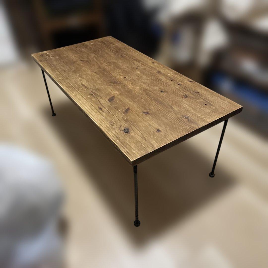木製長方形テーブル スチール脚付き
