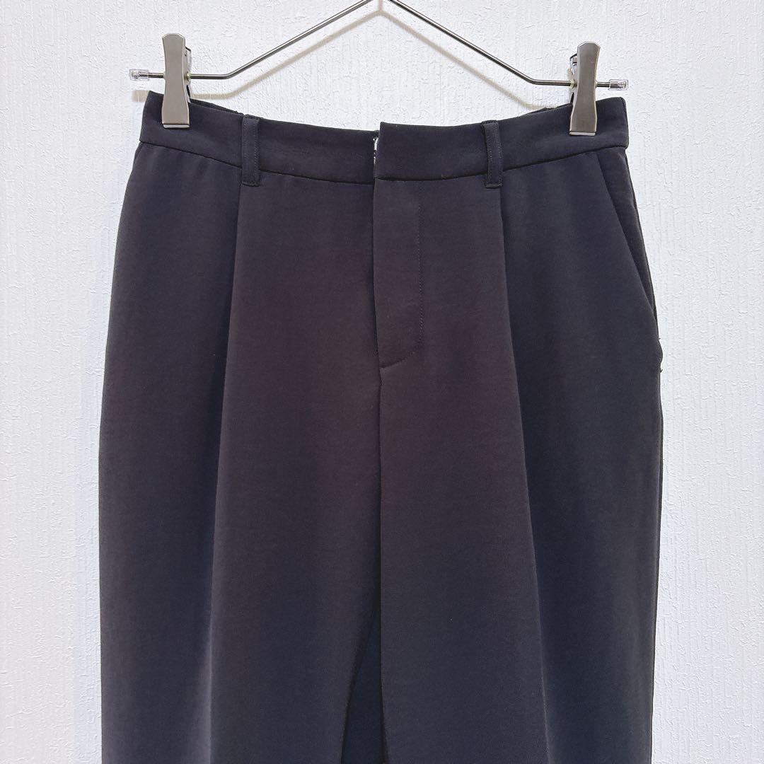 【インディヴィ】ノーカラー ストレッチ パンツスーツ テーパード ビジネス M