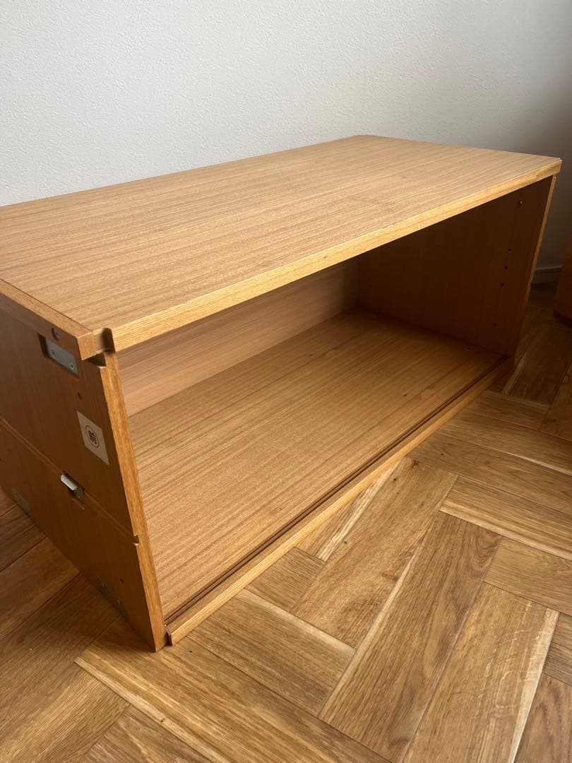 ステンレスユニットシェルフ用・ボックス・ガラス引き戸・オーク材