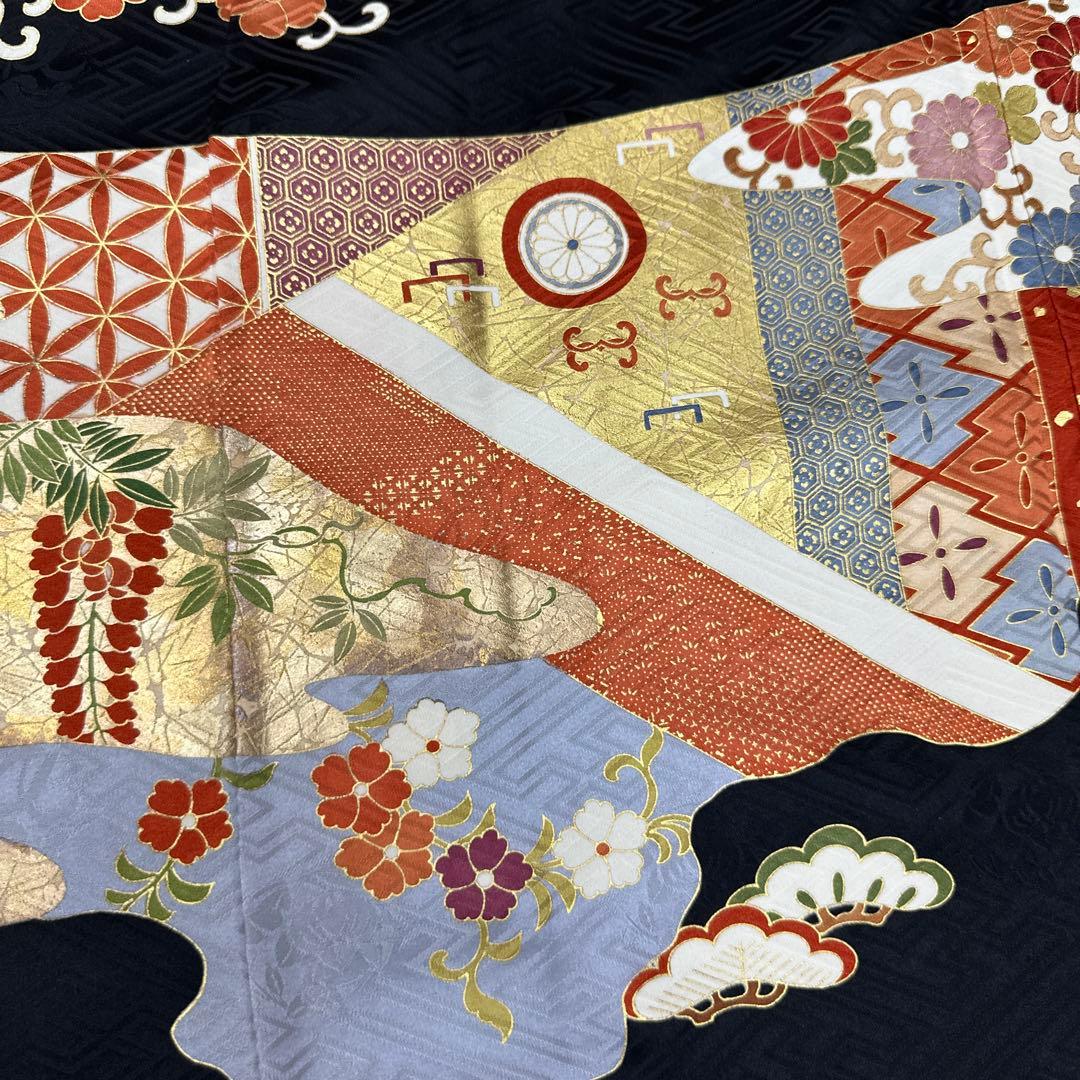 吉澤友禅 黒地 のし柄 吾妻徳穂 振袖