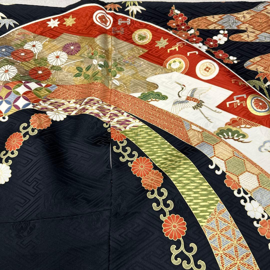 吉澤友禅 黒地 のし柄 吾妻徳穂 振袖