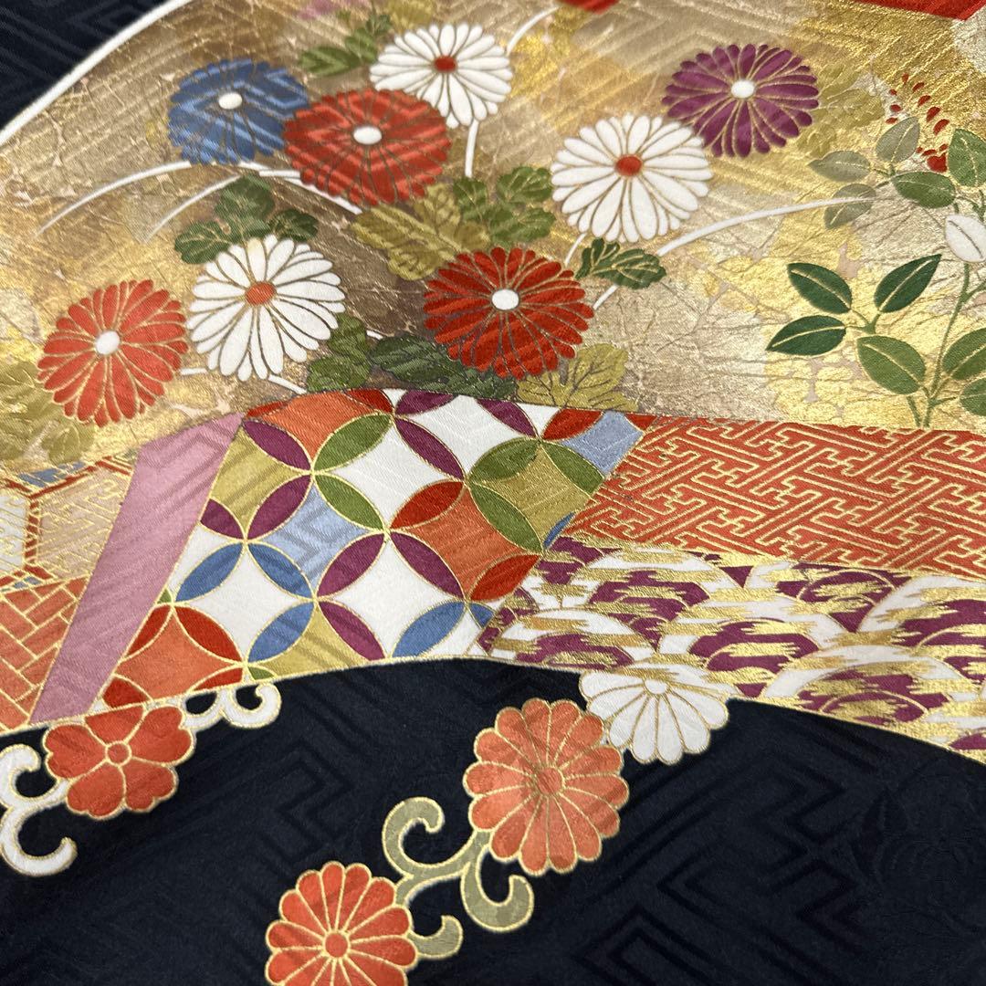 吉澤友禅 黒地 のし柄 吾妻徳穂 振袖