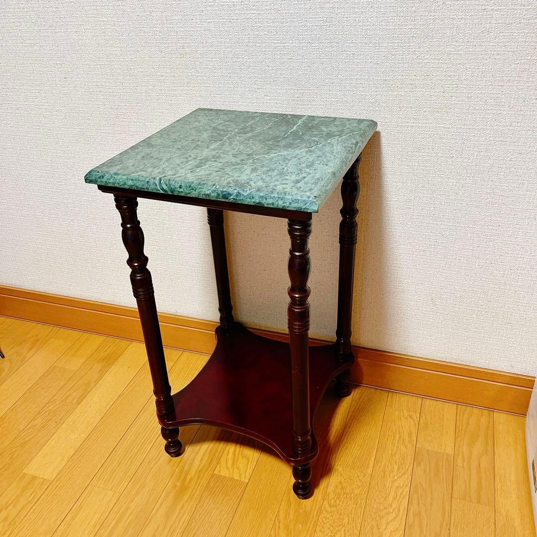 アンティーク　サイドテーブル　大理石　花台　電話台