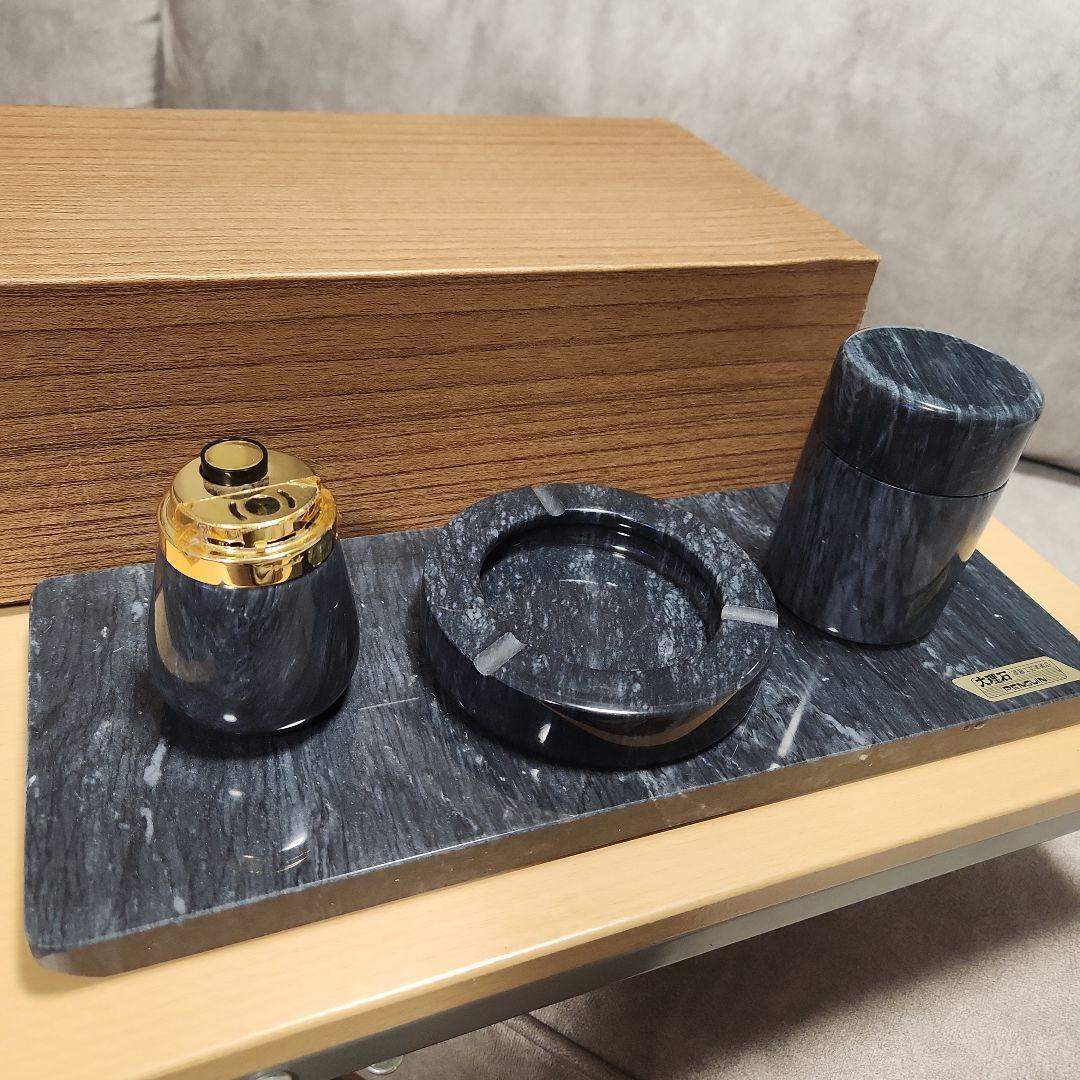 未使用 ペンギン 最高級 工芸美術品 大理石 灰皿 ライター 等 喫煙具セット