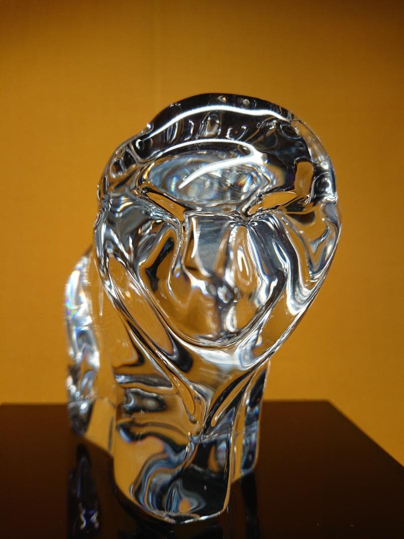 【美品】ライオン　クリスタルガラス　置物　インテリア　工芸品　美術品　A3101