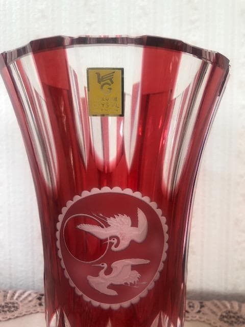 【美品】カガミクリスタル KAGAMI CRYSTAL 江戸切子 花瓶
