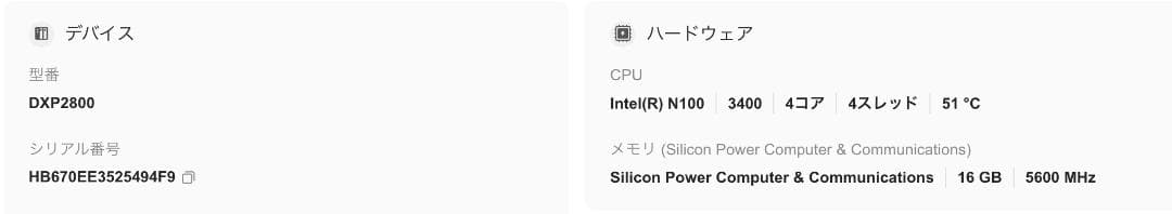 DXP2800 3TBHDD2台,1TBSSD メモリ16Gbアップグレード