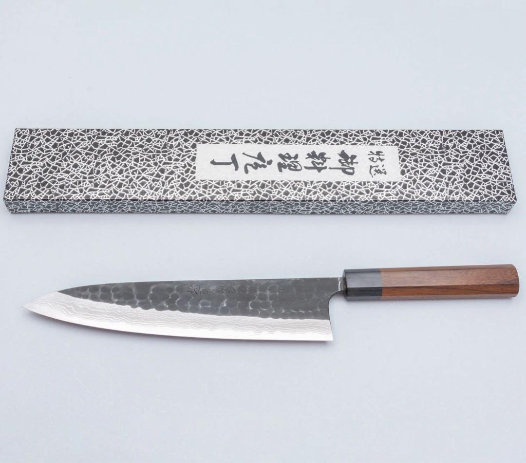 山本刃物　槌目　黒打ちスーパー青紙240mm