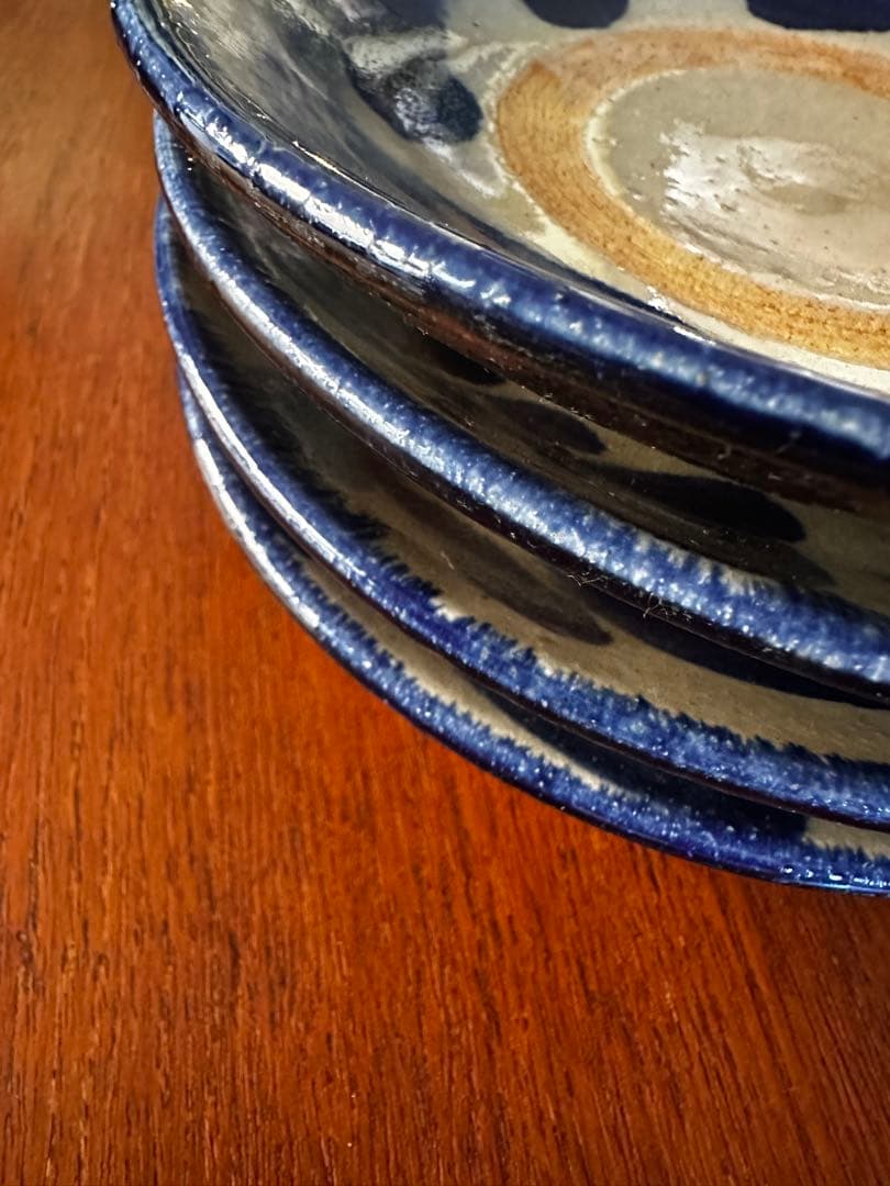 SALE【4枚組】やちむん 民藝 読谷山焼 北窯 宮城正亨 6.5寸皿 中皿浅鉢