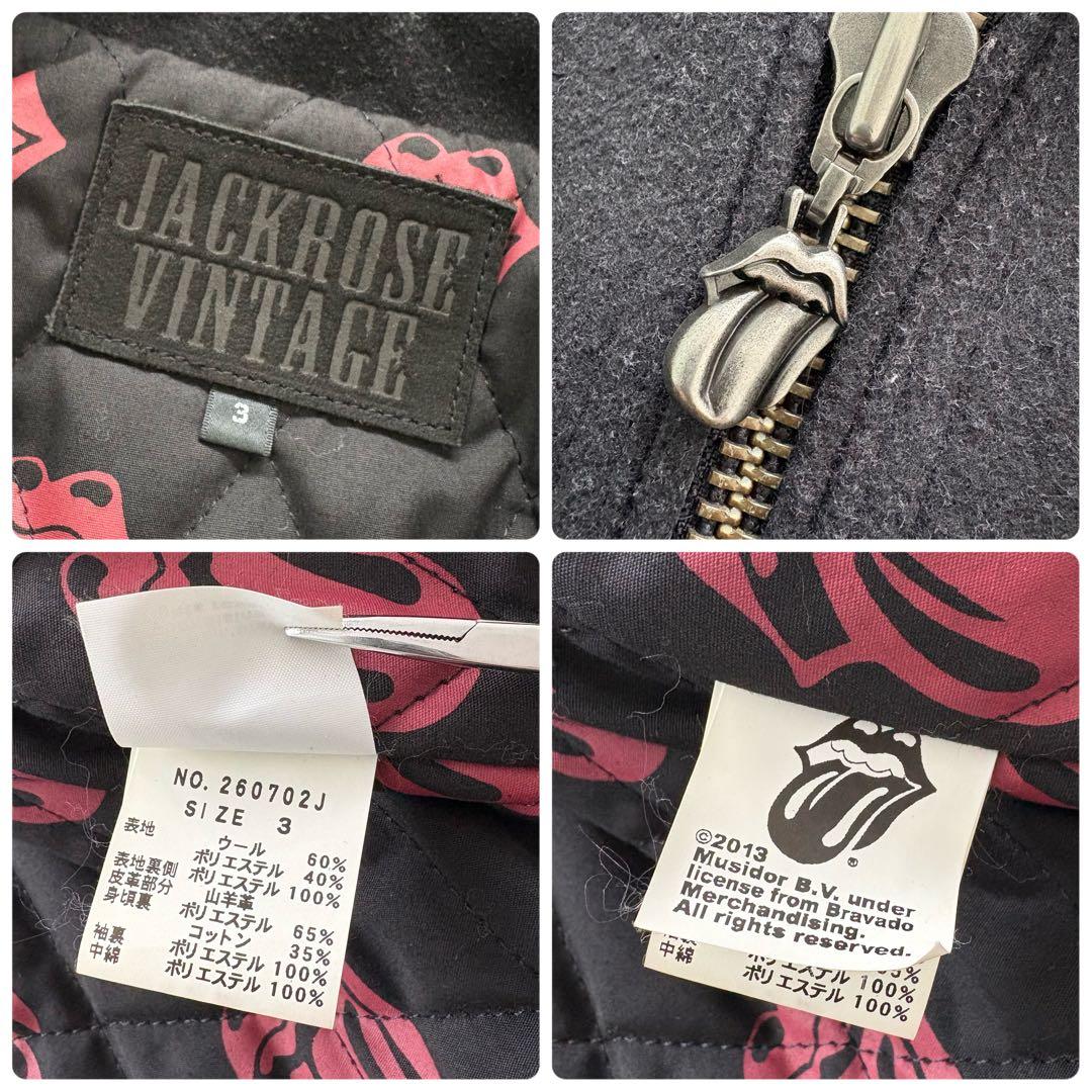 【JACK ROSE】 ローリングストーンズ ダブルライダースジャケット 刺繍
