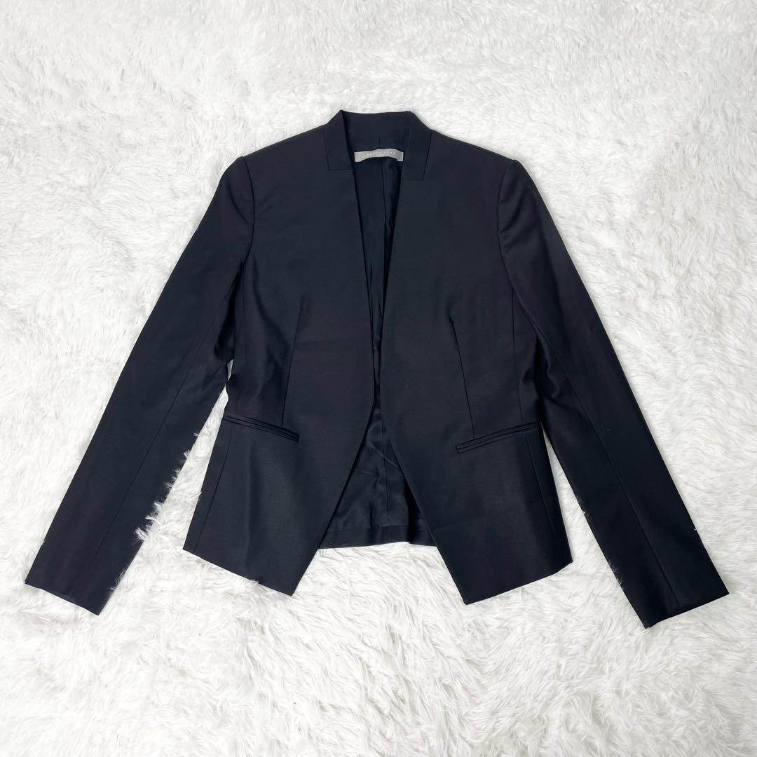 【美品】theory luxe DONNE パンツスーツ ノーカラー 紺無地 S