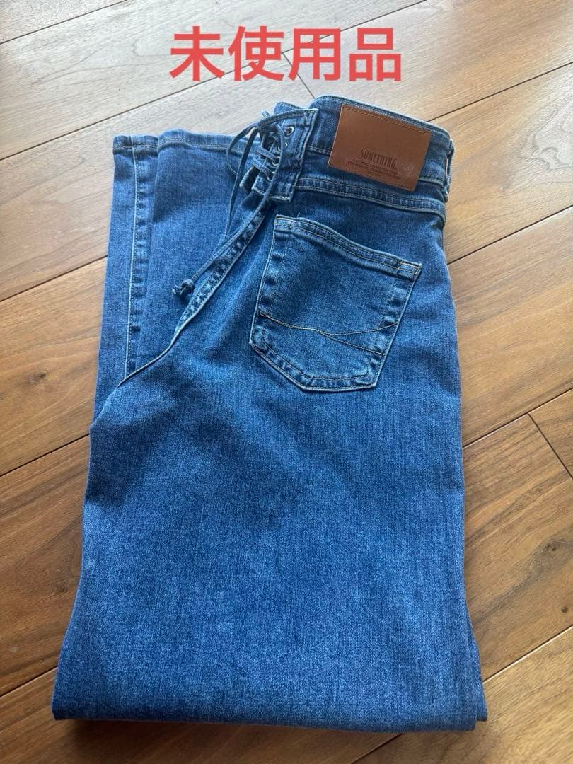 【未使用品】SOMETHING LISA レースアップワイドデニムパンツ　S