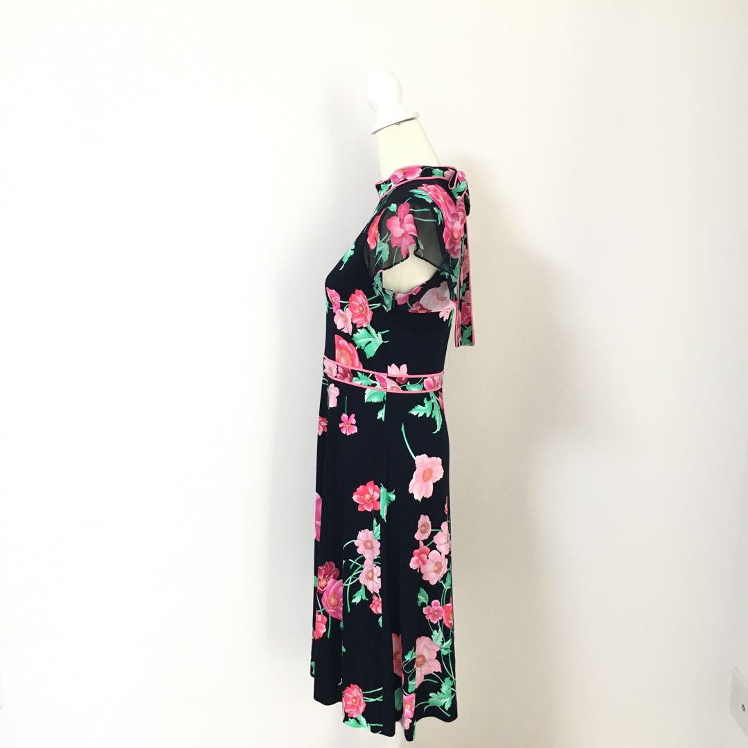 近年美品　LEONARD レオナール　カンカン　リボン　ドレス　ワンピース