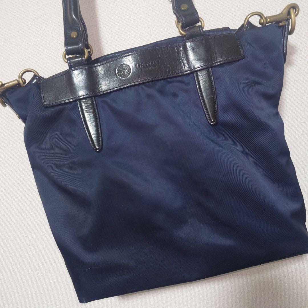 GANZO ガンゾ　トートバッグ　ショルダーバッグ　レザー×ナイロン　ネイビー