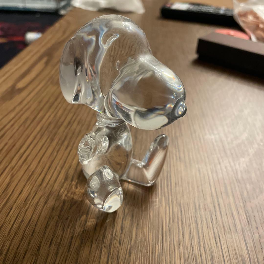 クリスタルガラス 犬の置物 透明 約8cm