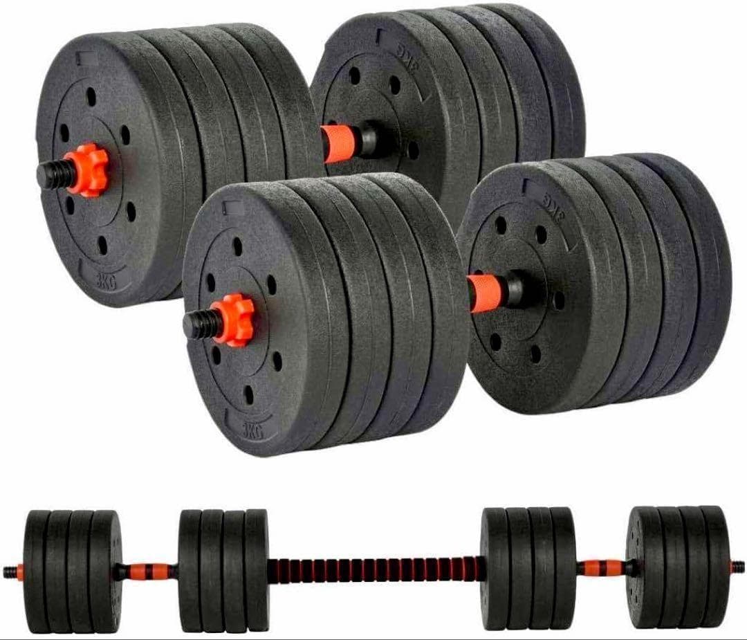 【計50kg】バーベルにもなるダンベル｜25kg×2個セット 可変式プレートA1