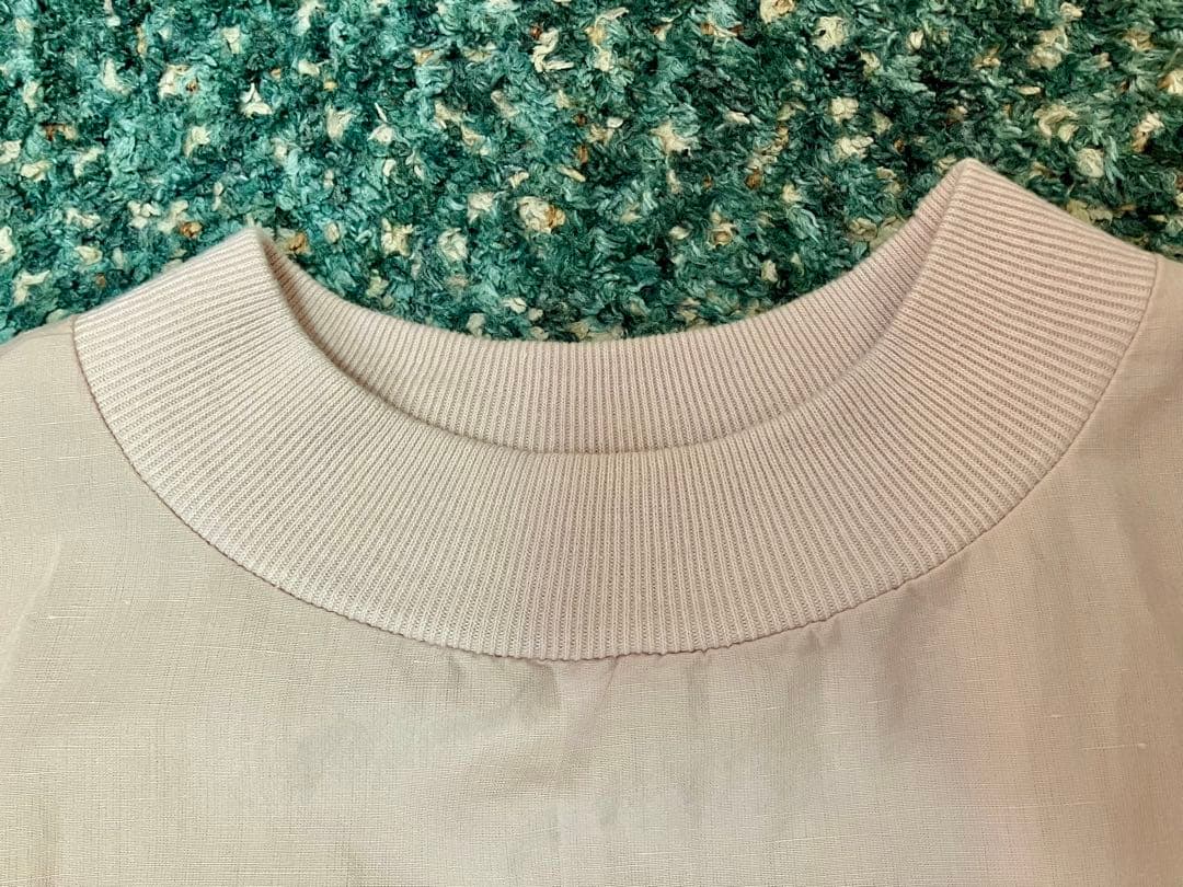 中川政七商店 綿麻 ハイネック ワンピース 灰桜 Aライン 長袖 美品