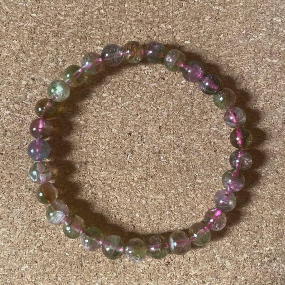 【高品質・透明感】ウォーターメロントルマリン 6㎜ ブレスレット16㎝ 天然石