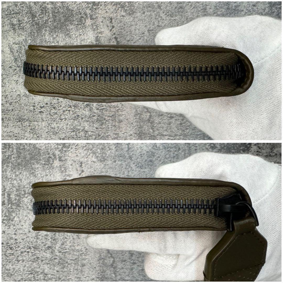 極美品✨ボッテガヴェネタ レジェーロ パンチング ラウンドファスナー カーキ