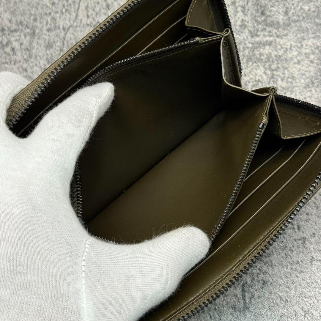 極美品✨ボッテガヴェネタ レジェーロ パンチング ラウンドファスナー カーキ
