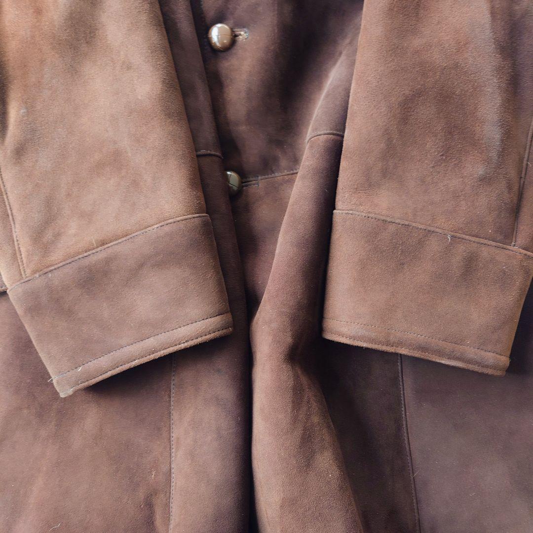 ヴィンテージ 裏ボアレザームートンコート 襟ボア ブラウン 本革 古着