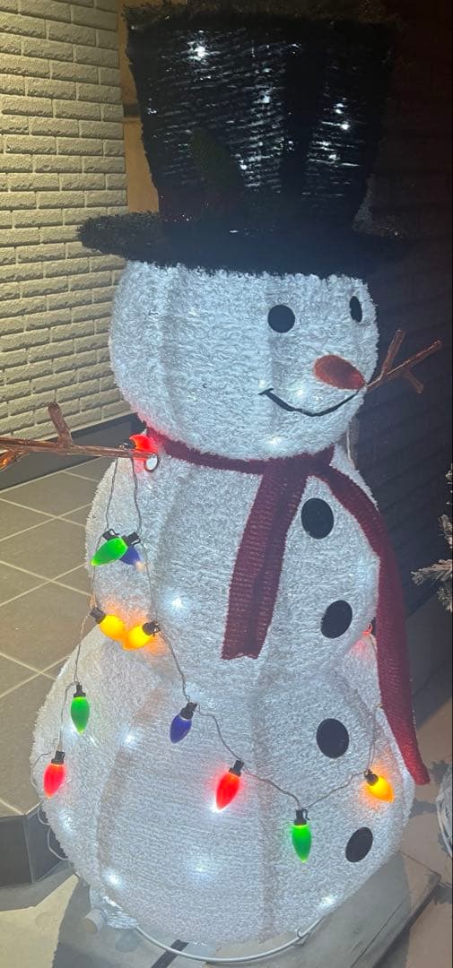 コンセントを挿すLEDライト付き、クリスマス雪だるま 屋外の芝生の庭用